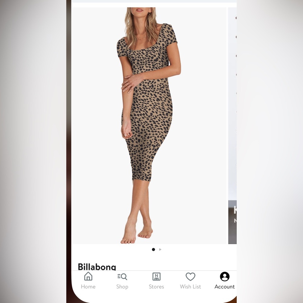 Billabong Mid Day Cheetah print body con midi dress